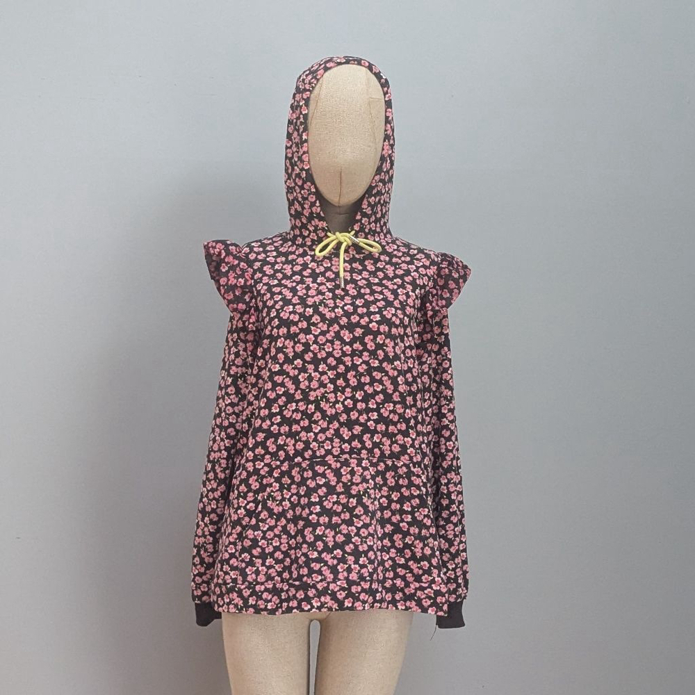 Target × Sandy Liang Black and Pink Floral Hoodie - Medium